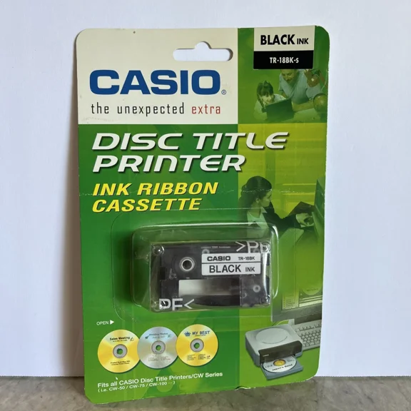 RHEA- Casio Tr-18Bk-S Black Ink Disc Title Printer Ink Ribbon Cassette -New-