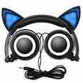 thumbnail image 1 of RHEA- Cat Ear Wired Foldable Adjustable Hearsets Earphones Flash Blue Light For Mp3, 1 of 2