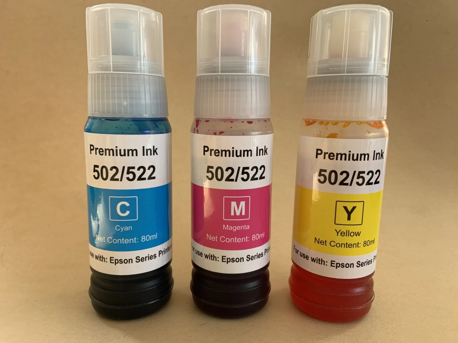 RHEA- Color Ink -Y, M, C - Refill 80 Ml For Epson Ecotank 502, 522, 542 ...