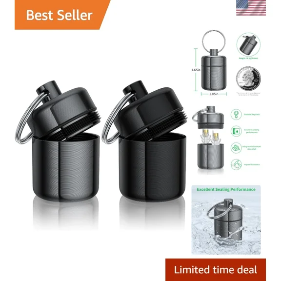 RHEA- Compact Keychain Earplug Holder - Waterproof Pill & Jewelry Metal Case