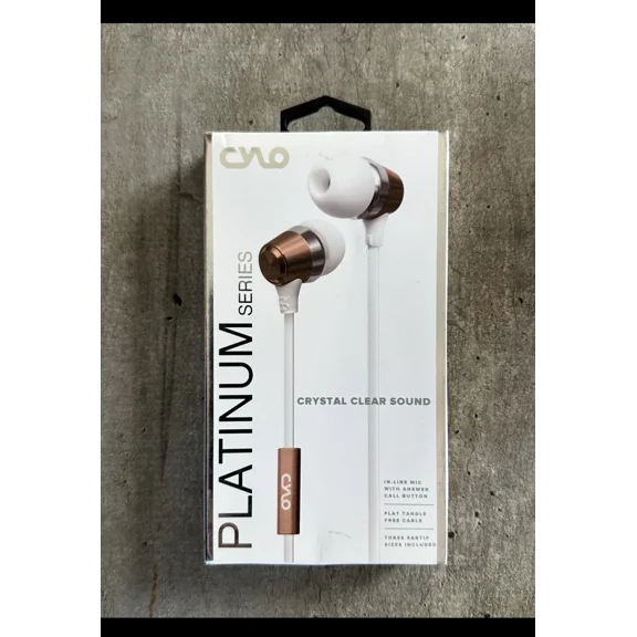 RHEA- Cylo Earbuds Crystal Clear Sound Platinum Series Rose Gold And White