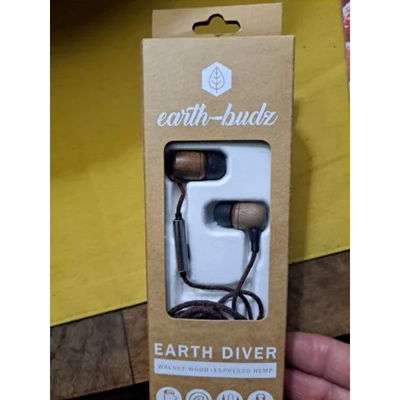 RHEA- Earth-Budz - Genuine Wood Earbuds In-Ear Noise-Isolating Headphones(Earth Diver)