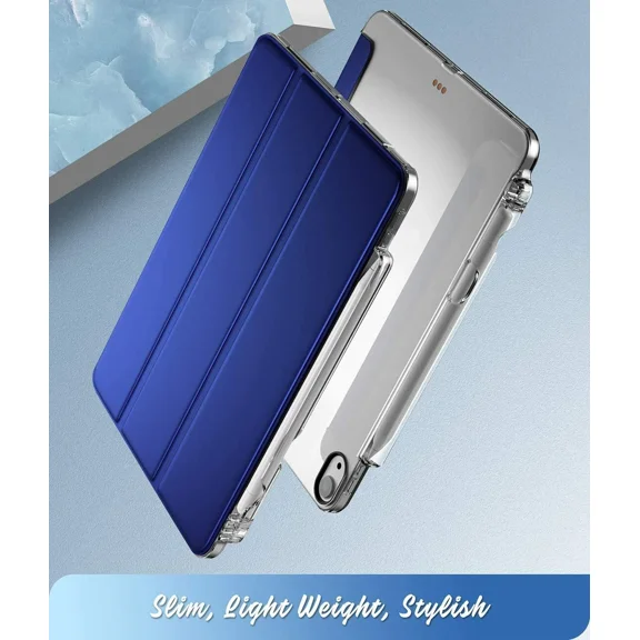 RHEA- For Ipad Air 4 / Ipad Air 5 Case Poetic Flexible Soft Stand Folio Cover Blue