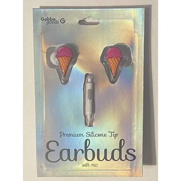 RHEA- Gabba Goods Premium Tip Earbuds With Mic Ice Cream Cone In-Ear Wired Headphones