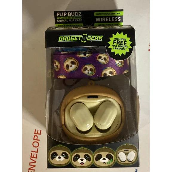RHEA- Gadget Gear Flip Budz Wireless Earbuds Smart Touch Control, Animal Flip Case