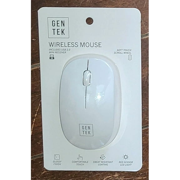 RHEA- Gen Tek Wireless White Mouse W/Usb 2.0 Mini Receiver #72032