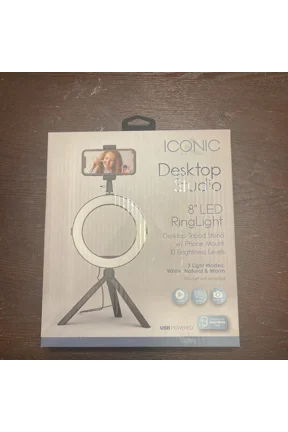 - Iconic Desktop Studio 8" Led Ring Light W Phone Mount & Tripod Stand