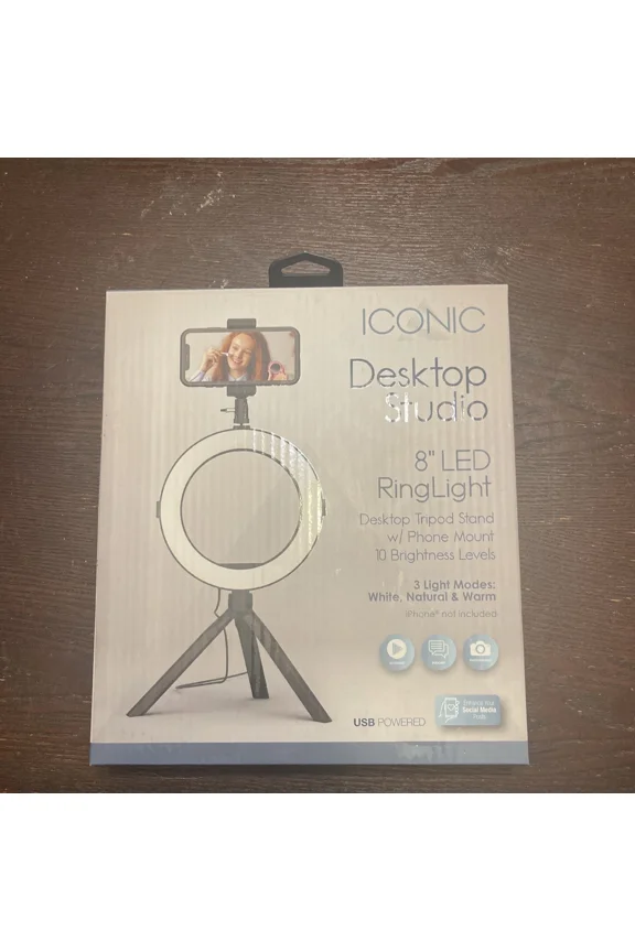 - Iconic Desktop Studio 8" Led Ring Light W Phone Mount & Tripod Stand