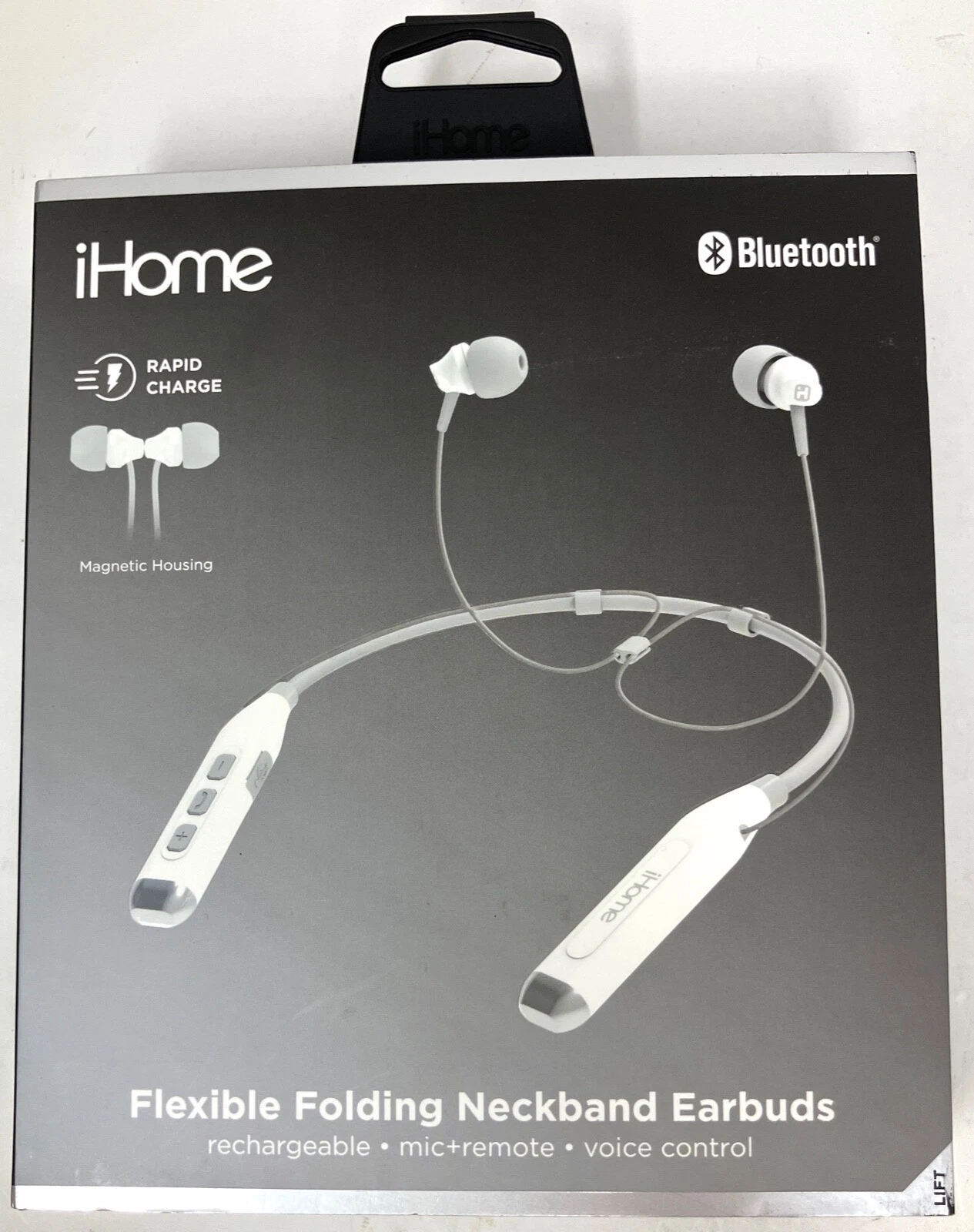 RHEA- Ihome Bluetooth Neckband Earbuds Rapid-Charge Ib82W White Brand New/Free Us Ship