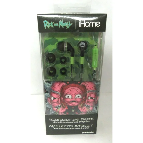 RHEA- Ihome - Rick And Morty Wired Headphones - Green/Black