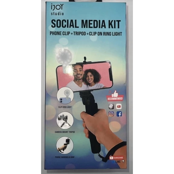 RHEA- Ijoy Studio Social Media Kit (3 In 1) Phone Clip + Tripod + Clip On Ring Light