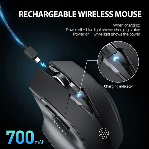 RHEA- Inphic Rechargeable 2.4G Optical Wireless Mouse Cordless Mice Usb Nano Receiver