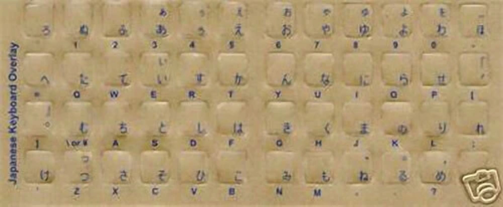 RHEA- Japanese Keyboard Stickers Transparent W/ Blue Letters