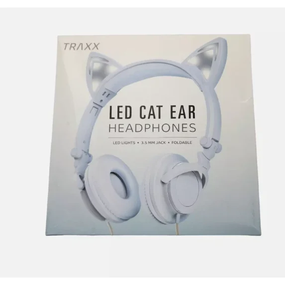 RHEA- Kids Headphone On-Ear Wired Led Light Foldable Cat Ears Headsets