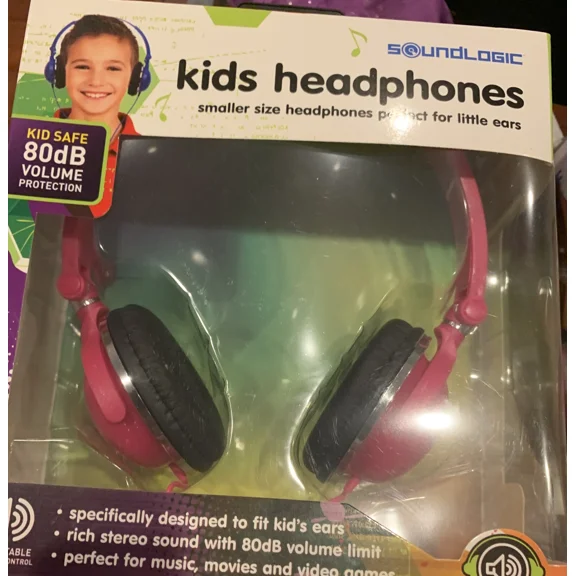 RHEA- Kids Headphones, Sound Logic Cuffs, 3.5Mm Stereo Headset For Children, Pink