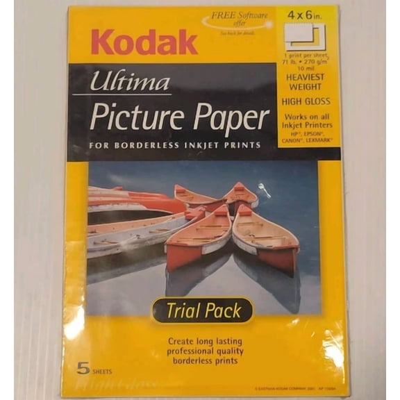 RHEA- Kodak Ultima Picture Paper High Gloss 4 X 6 In 5 Sheets -