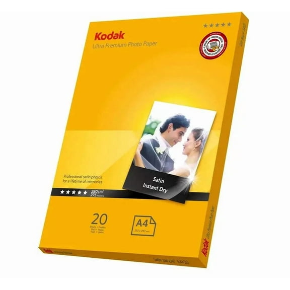 RHEA- Kodak Ultra Premium Photo Paper Inkjet Super Gloss 280Gsm A4 Pack 20 (5740-085)
