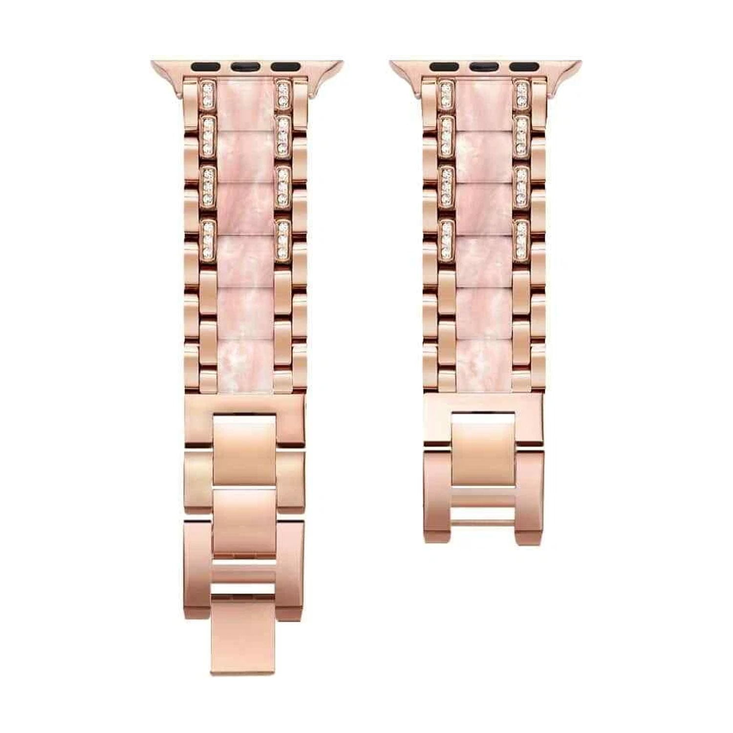 RHEA- Ladies Metal Watch Band For Apple Watch 38Mm & 40Mm Rose Gold/Crystal Stones