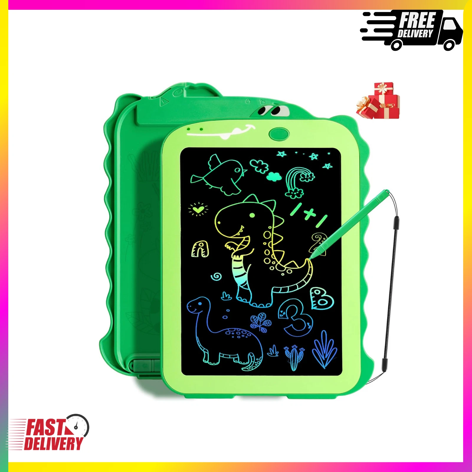 Dinosaur Rhea RHEA- Lcd Writing Tablet For Kids 8.5-Inch Colorful Doodle Pad Dinosaur ...