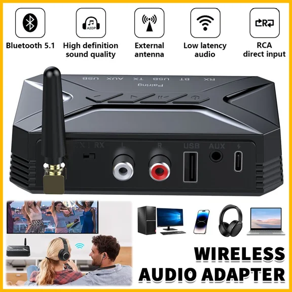 RHEA- Long Range Bluetooth 5.0 Transmitter Receiver Tv Home Car Stereo Audio Adapter
