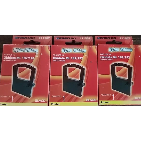 RHEA- Lots Of 3 Porelon Nylon Ribbon #11507 For Okidata Ml 182/192 Printer Black