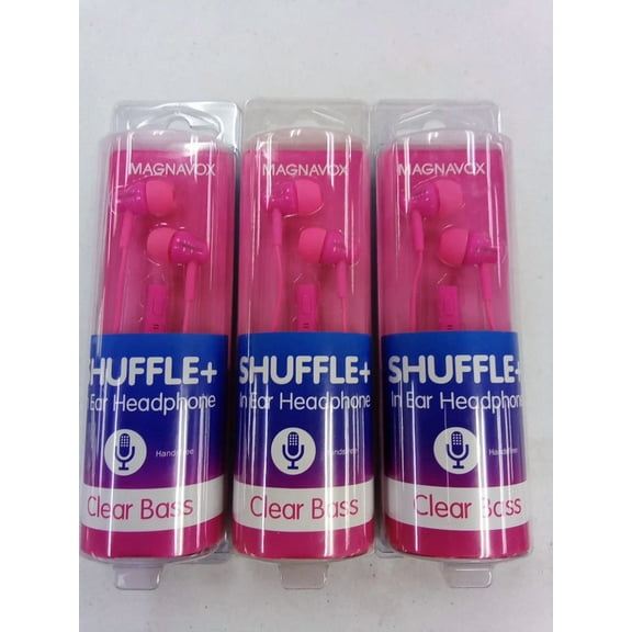 RHEA- Magnavox Shuffle + In Ear Headphones W/ Handsfree Mic & Music Ctrl, Pink 3Pc