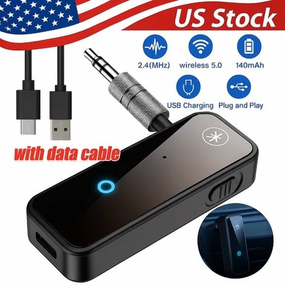 RHEA- Modulo Bluetooth Auto Adaptador Aux Manos Libres Con Carga Usb Y Micrfono