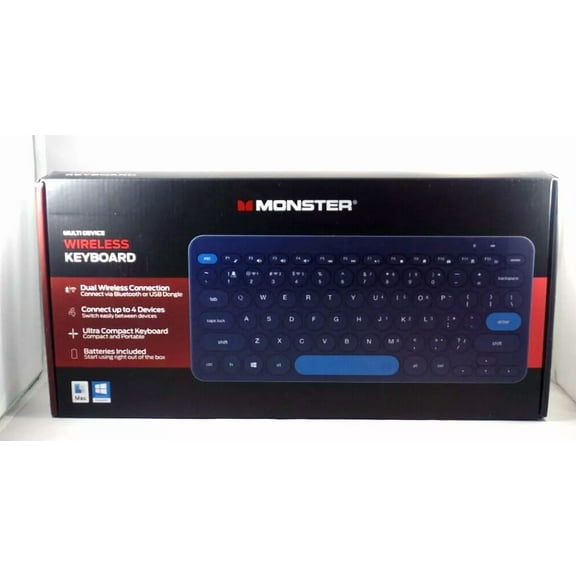 RHEA- Monster Multidevice Wireless Keyboard - Connect Up To 4 Devices - Blue