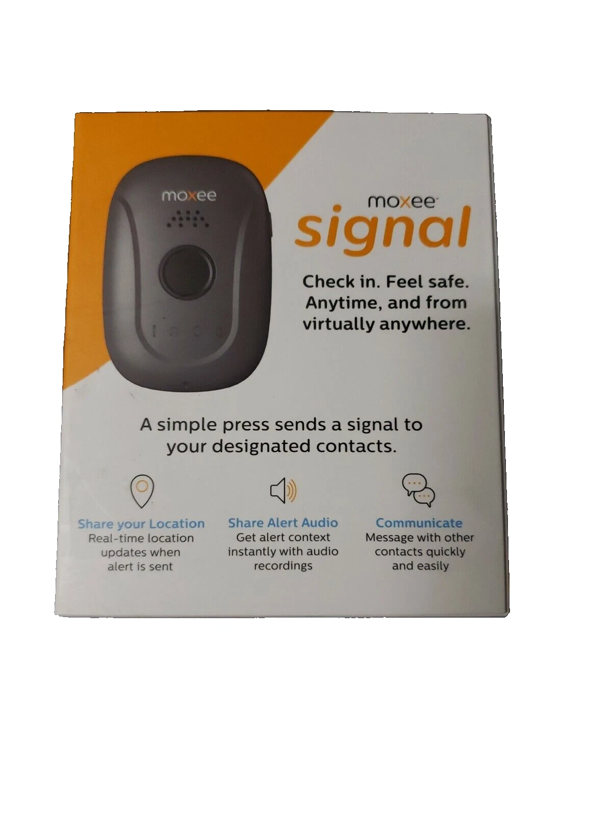 RHEA- Moxee Signal- Black Bluetooth Built-In Mic 4G Lte Personal Safety Wearable