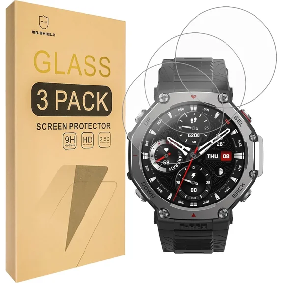 RHEA- Mr.Shield Screen Protector Compatible With Amazfit T-Rex 3 [Tempered Clear