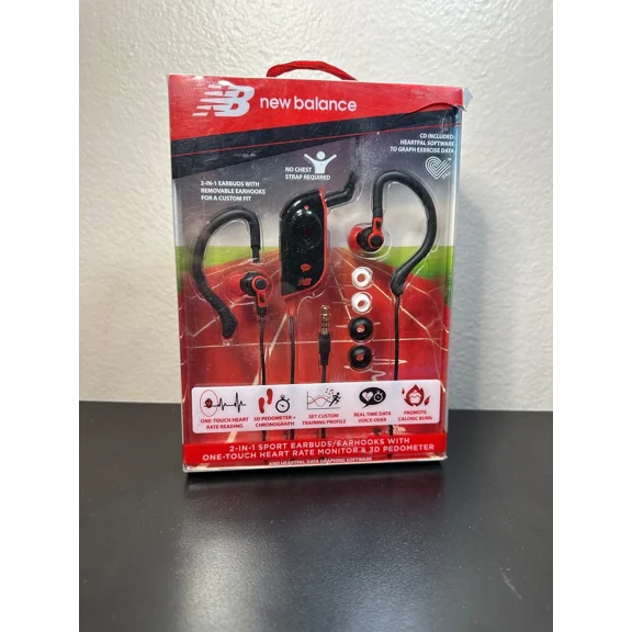 RHEA- New Balance Nb639B 2-In-1 Earbuds / Ear Hooks + Heart Rate Monitor + Pedometer