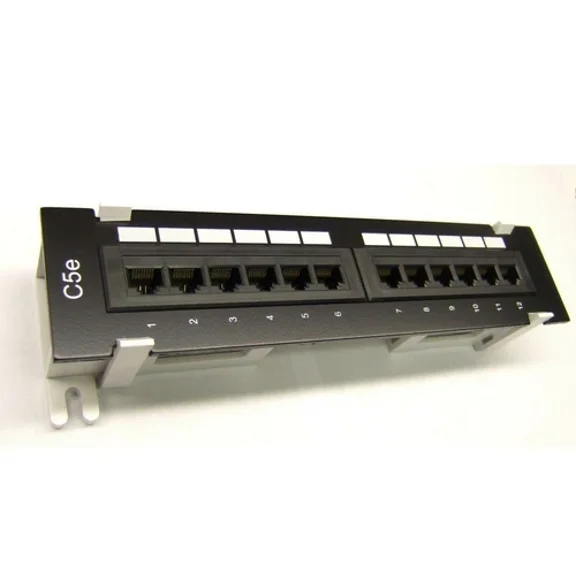 RHEA- New Cat5E 12 Port Patch Panel Rj45 110 Network Mini Surface Wall Mount Bracket