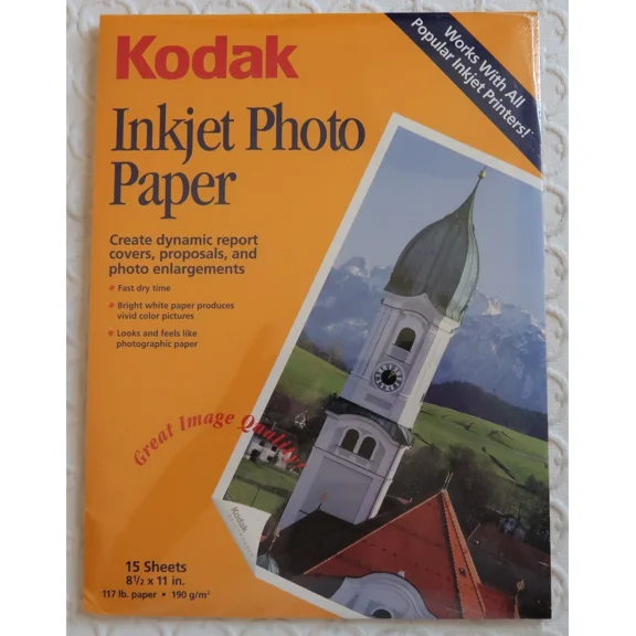 RHEA- New Kodak Inkjet 8.5X11 Inches Photo Paper 15 Sheets 117Lb Paper