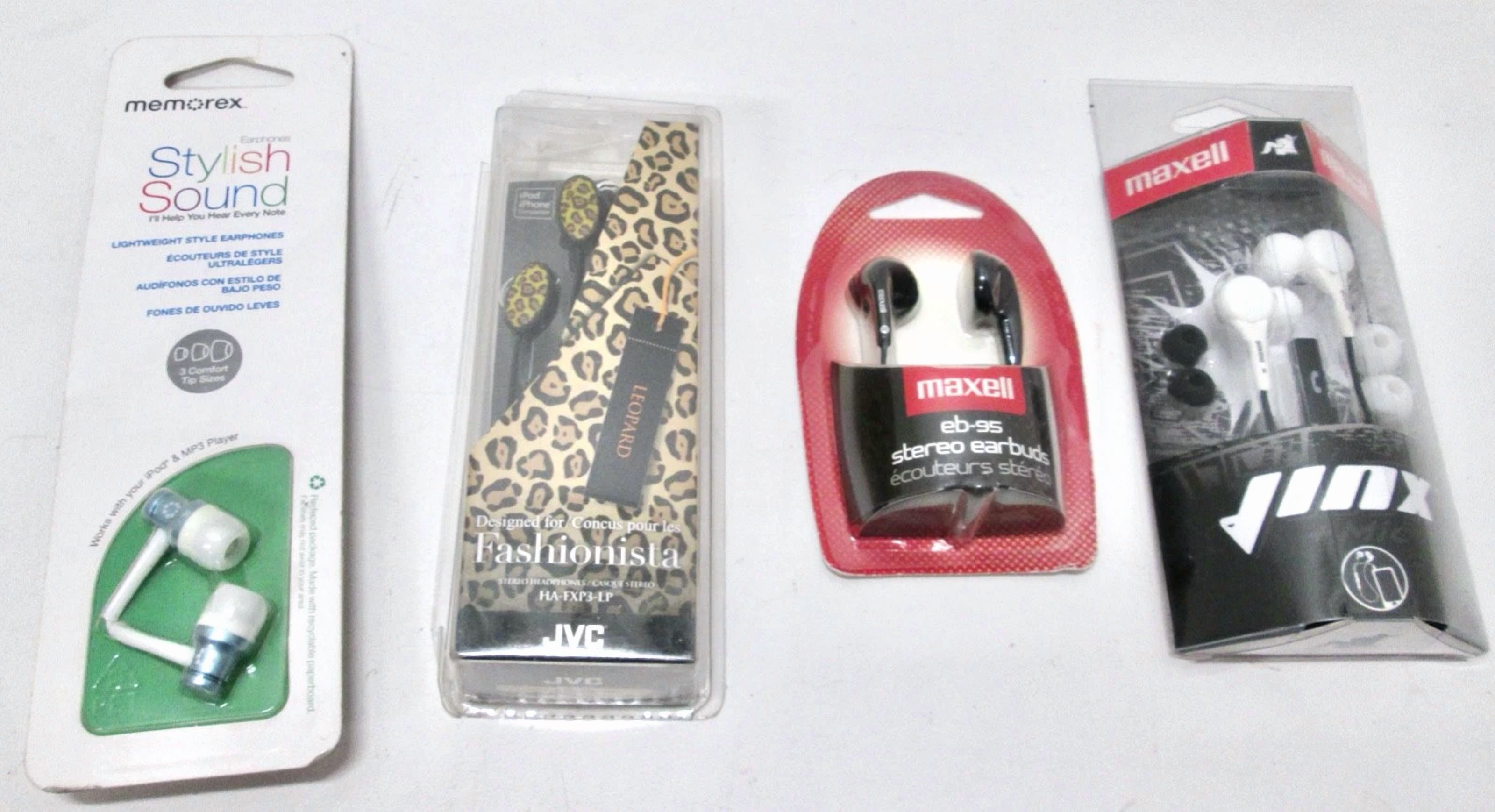 RHEA- New Lot Of 4 Earbuds - Memorex, Jinx, Jvc, Eb-95