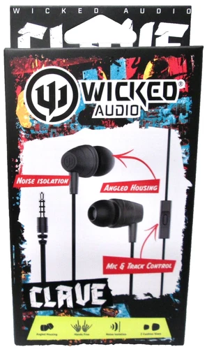 RHEA- New Wicked Audio Clave Wired Earbud W/Mic - Black
