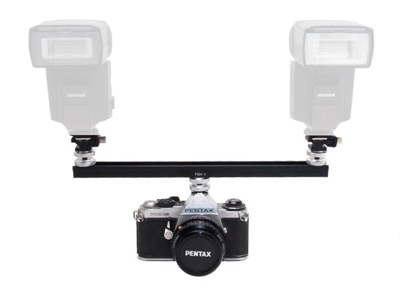 RHEA- One Hiro Metal 12" Twin Flash Bracket Kit Two Metal Cold Shoe Adapters New