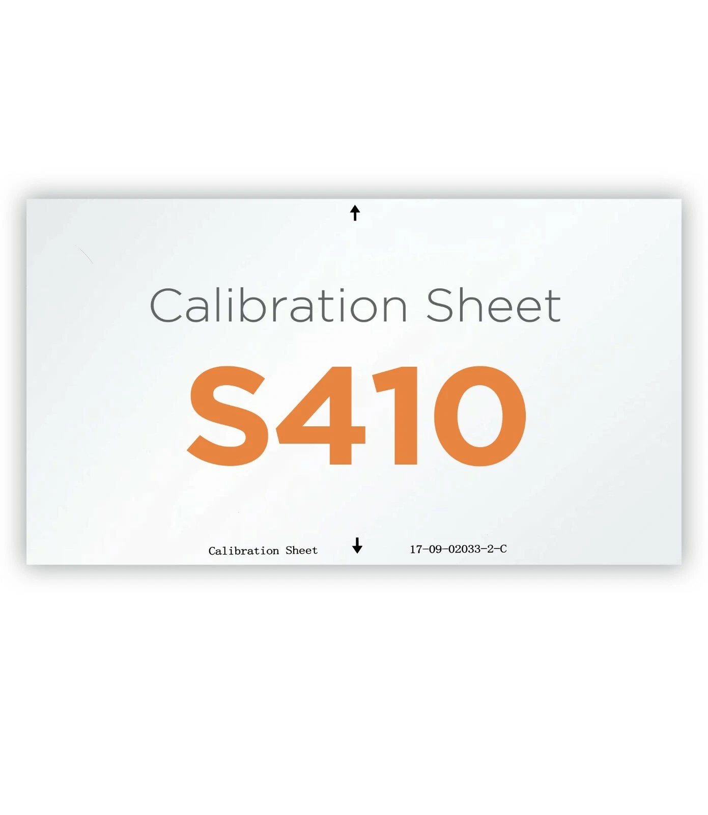 RHEA- Plustek Calibration Control Sheet - S410 Scanner Use Only - 17-09-02060-0-C