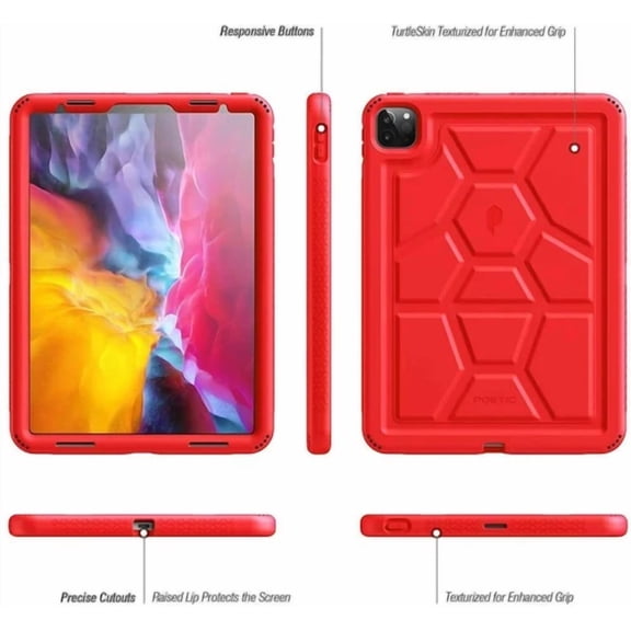RHEA- Poetic For Apple Ipad Pro 11 2020 & 2018 Case Heavy Duty Shockproof Cover Red