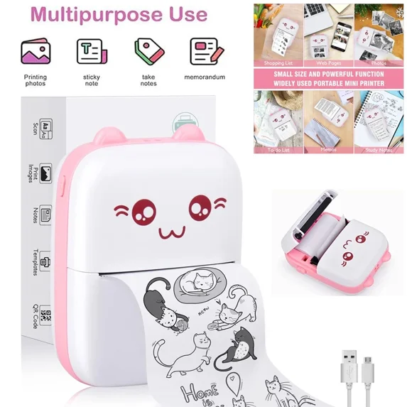 RHEA- Portable Mini Thermal Pocket Photo Printer Wireless Bluetooth Note Printing