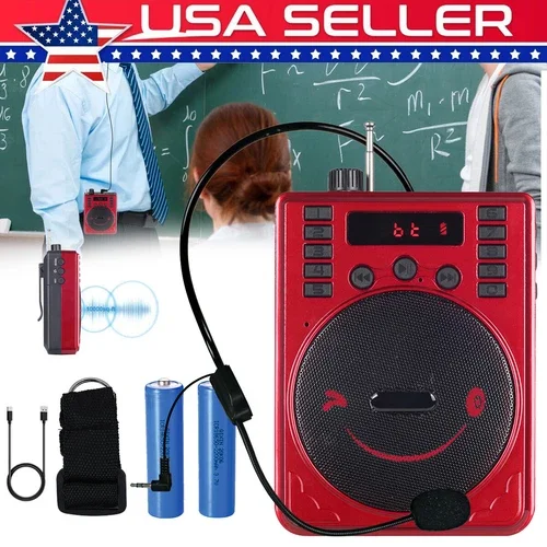 RHEA- Portable Rechargeable Mini Voice Amplifier Speaker With Wired Microphone Headset