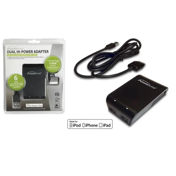 RHEA- Powerline 90342 (4.2 Amps Total) Dual Hi-Power Usb Wall Charger W/6' Sync Cable