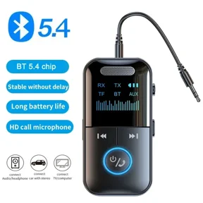 RHEA- Protable Recharge Bluetooth Adapter Rx/Tx Aux/Display For Home Car Audio Stereo