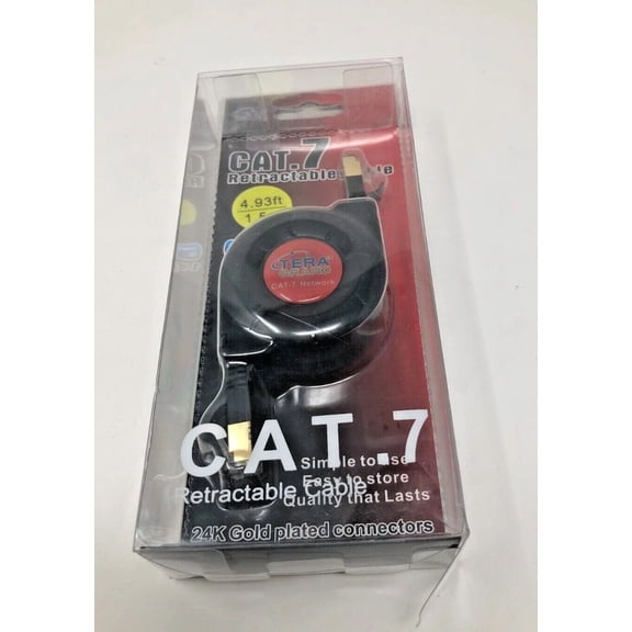 RHEA- Retractable Cat 7 Flat Ethernet Network Cable 4.9 Ft (1.5 M)