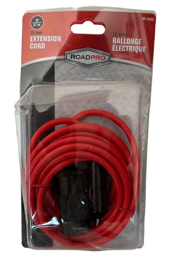 RHEA- Roadpro 12-Volt 12' Extension Cord With Cigarette Lighter Plug 12-Volt Adapters