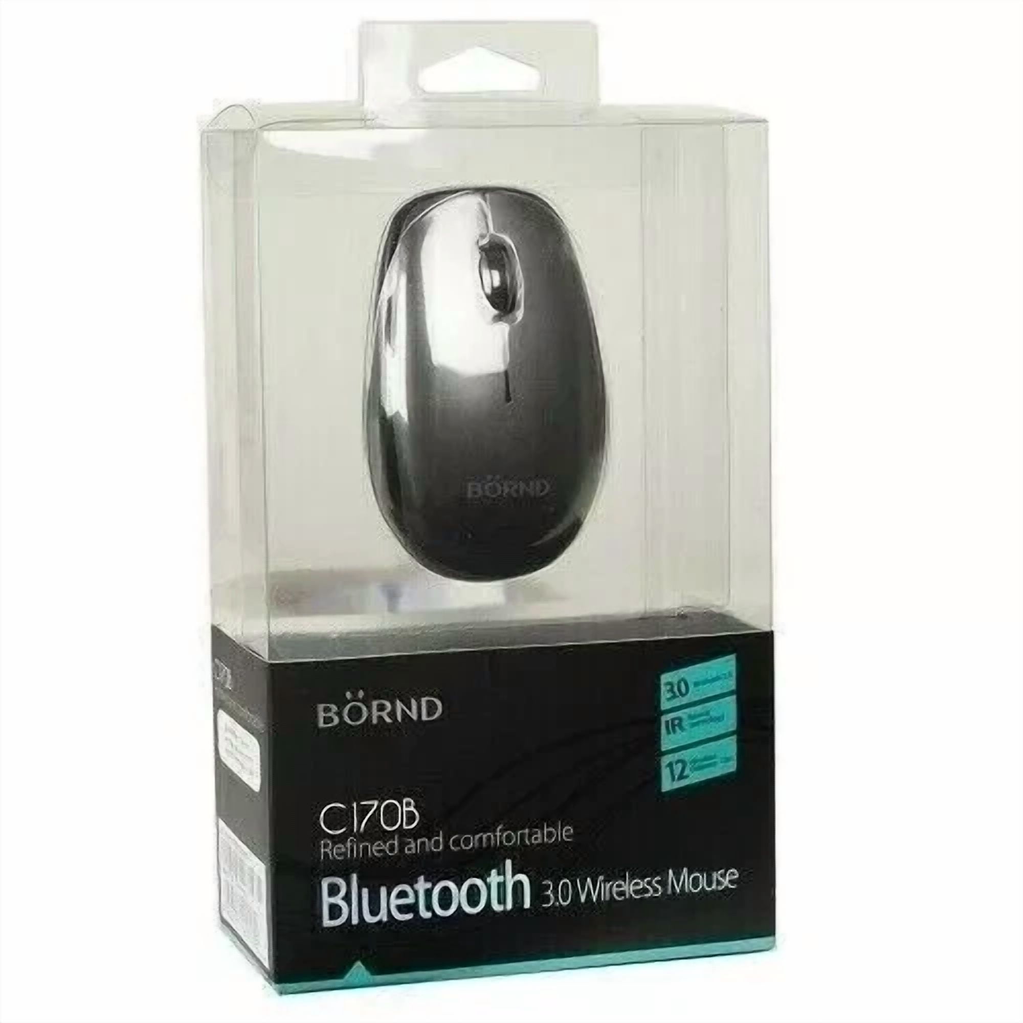 RHEA- Sealed--Bornd C170B 3-Button Bluetooth Wireless Scroll Optical Mouse W/1750Dpi