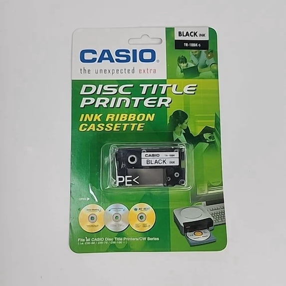 RHEA- Sealed π₯ Casio Tr-18Bk-S Black Ink Disc Title Printer Ink Ribbon Cassette