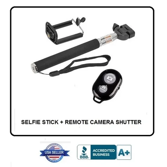RHEA- Selfie Stick - Extendable Handheld Monopod, Adjustable Phone Holder, And Shutter