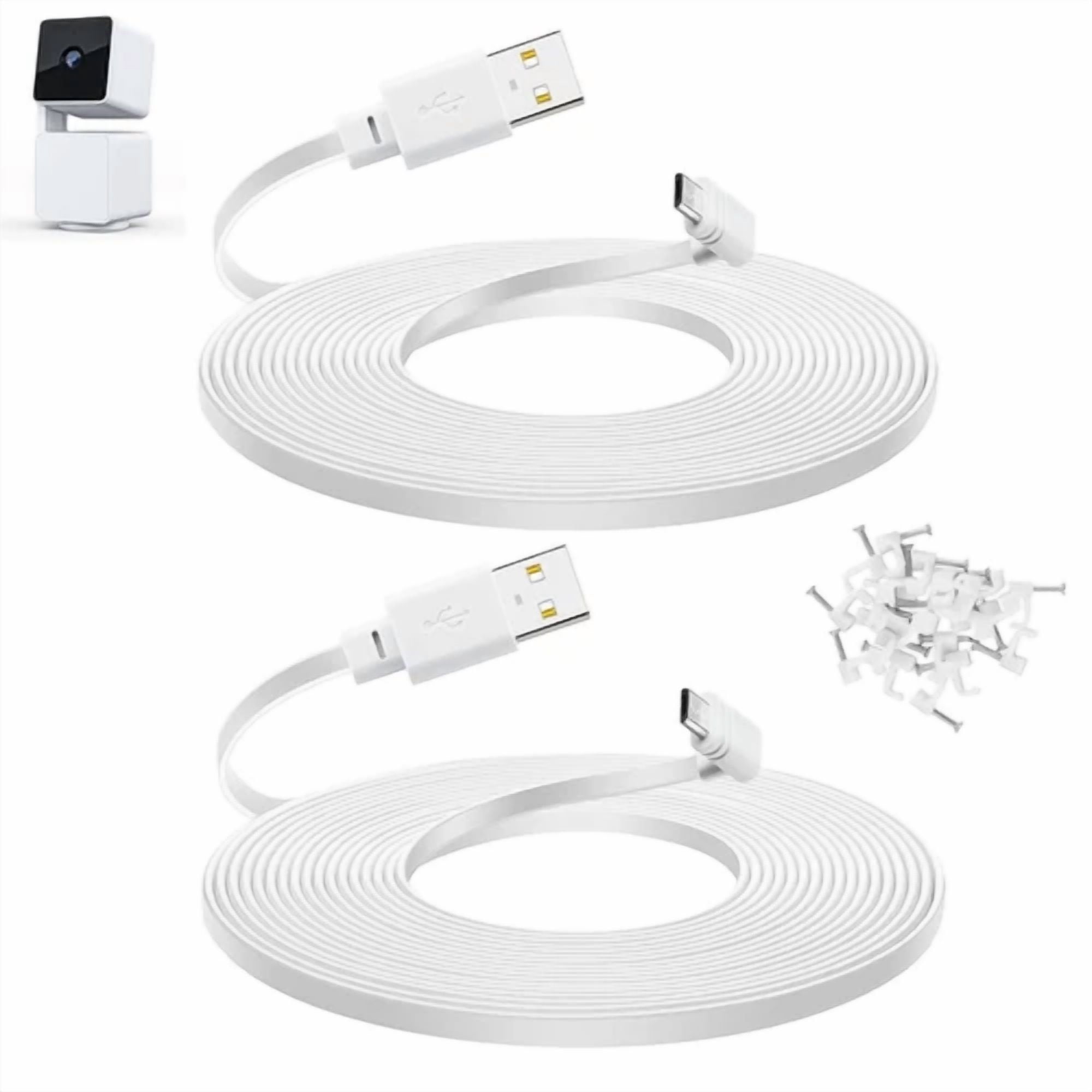 RHEA- Smays 10 Ft Cable For Wyze Cam Pan V3 Camera, Long Micro Usb 10 Feet, White