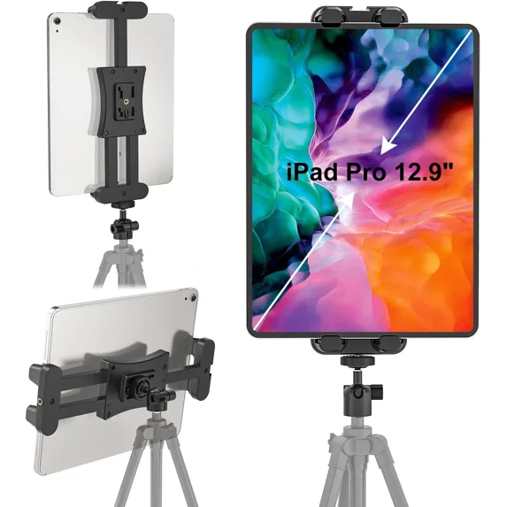 RHEA- Tablet Tripod Mount Adapter With Ball Head, Holder For 4.7-12.9 Inch Tablets, Co