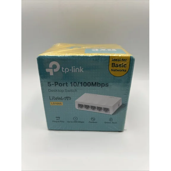 RHEA- Tp-Link Ls1005 10/100Mbps 5-Fast Ethernet Switch Rj-45 Ports White New Sealed